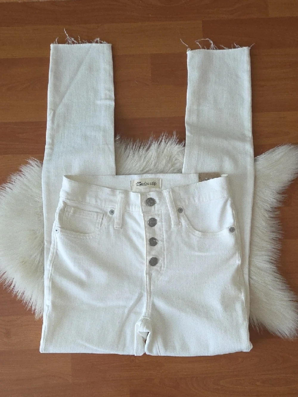 NWT Madewell White 9 Inch Mid Rise Skinny Jeans Button-Fly Sz 24